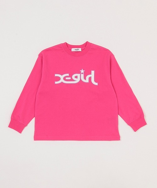 X-girl Stages（エックスガールステージス）の「ミルズロゴ長袖Tシャツ（その他・キッズ・ラベンダー/ピンク/グリーン/ブラック/オフホワイト・90cm/100cm/120cm/110cm/130cm/80ｃｍ/140cm）」の5枚目の写真