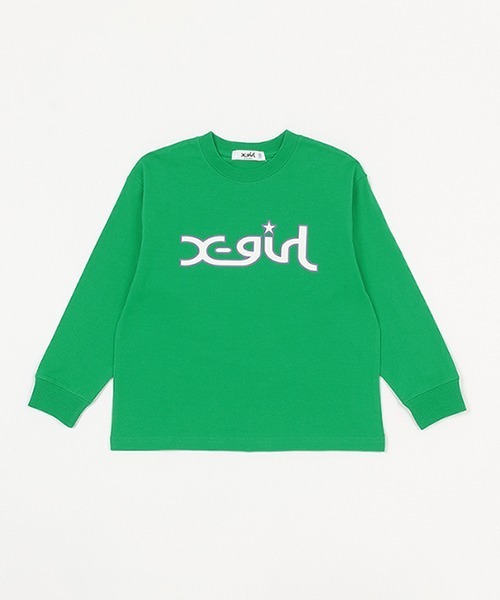 X-girl Stages（エックスガールステージス）の「ミルズロゴ長袖Tシャツ（その他・キッズ・ラベンダー/ピンク/グリーン/ブラック/オフホワイト・90cm/100cm/120cm/110cm/130cm/80ｃｍ/140cm）」の3枚目の写真