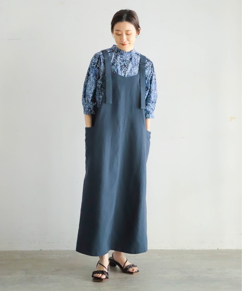 NOMBRE IMPAIR(ノンブルアンペール)の「コットンリネンピケ Aラインジャンパースカート(ジャンパースカート・レディース・チャコールグレー/カーキ/ホワイト・FREE)」の13枚目の写真