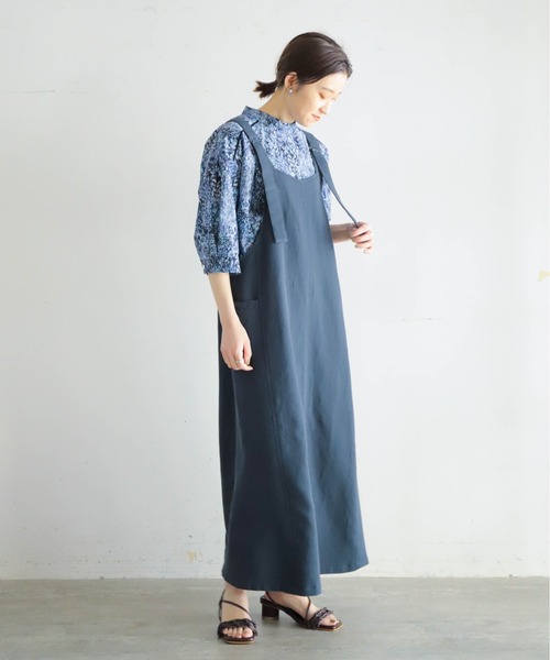 NOMBRE IMPAIR(ノンブルアンペール)の「コットンリネンピケ Aラインジャンパースカート(ジャンパースカート・レディース・チャコールグレー/カーキ/ホワイト・FREE)」の7枚目の写真