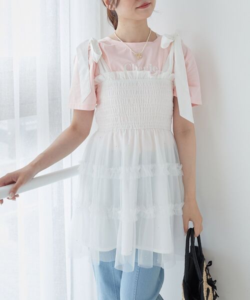 MAJESTIC LEGON(マジェスティックレゴン)の「マルチway肩リボンチュールビスチェ(ベスト・レディース・アイボリー/ブラック/ピンク/グレー/ブラック系その他/ホワイト系その他/ホワイト系その他2/A・MEDIUM)」の3枚目の写真