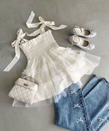 MAJESTIC LEGON | マルチway肩リボンチュールビスチェ(ベスト)