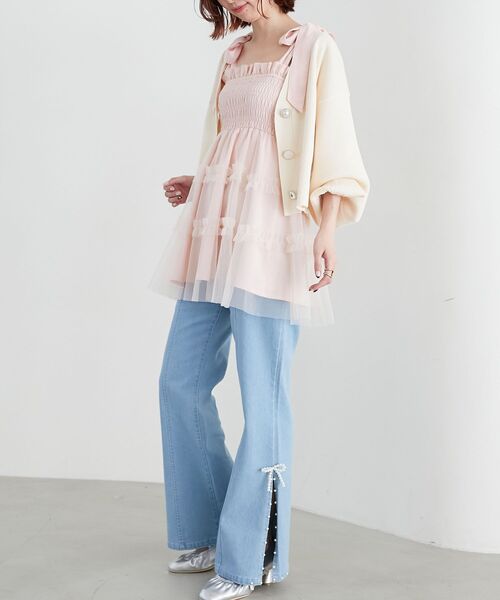 MAJESTIC LEGON(マジェスティックレゴン)の「マルチway肩リボンチュールビスチェ(ベスト・レディース・アイボリー/ブラック/ピンク/グレー/ブラック系その他/ホワイト系その他/ホワイト系その他2/A・MEDIUM)」の9枚目の写真