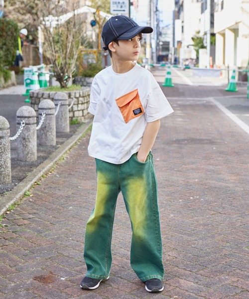 PAIRMANON STREET(ペアマノンストリート)の「【PAIRMANON STREET】ワイド ストレート バギー スプレーダイ デニム パンツ(デニムパンツ・キッズ・インディゴブルー/イエロー/パープル/ブルー/ブラック・140/130/150/160/110/90/100/120)」の5枚目の写真