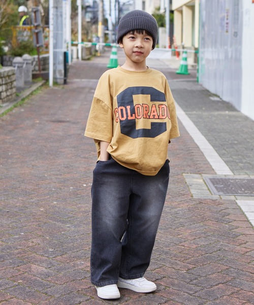 PAIRMANON STREET(ペアマノンストリート)の「【PAIRMANON STREET】ワイド ストレート バギー スプレーダイ デニム パンツ(デニムパンツ・キッズ・インディゴブルー/イエロー/パープル/ブルー/ブラック・140/130/150/160/110/90/100/120)」の7枚目の写真