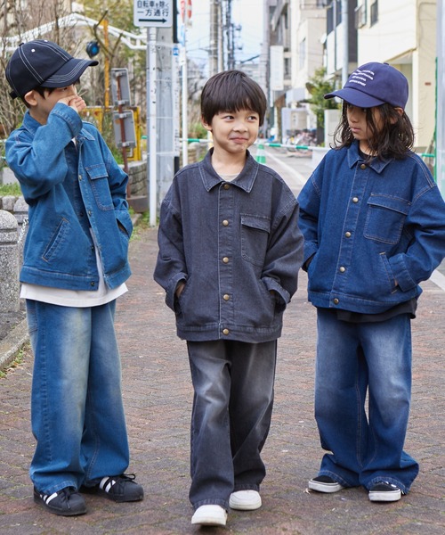 PAIRMANON STREET(ペアマノンストリート)の「【PAIRMANON STREET】ワイド ストレート バギー スプレーダイ デニム パンツ(デニムパンツ・キッズ・インディゴブルー/イエロー/パープル/ブルー/ブラック・140/130/150/160/110/90/100/120)」の10枚目の写真