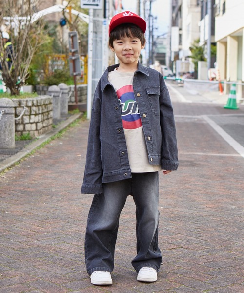 PAIRMANON STREET(ペアマノンストリート)の「【PAIRMANON STREET】ワイド ストレート バギー スプレーダイ デニム パンツ(デニムパンツ・キッズ・インディゴブルー/イエロー/パープル/ブルー/ブラック・140/130/150/160/110/90/100/120)」の15枚目の写真