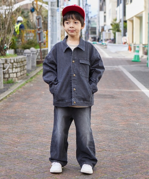 PAIRMANON STREET(ペアマノンストリート)の「【PAIRMANON STREET】ワイド ストレート バギー スプレーダイ デニム パンツ(デニムパンツ・キッズ・インディゴブルー/イエロー/パープル/ブルー/ブラック・140/130/150/160/110/90/100/120)」の16枚目の写真