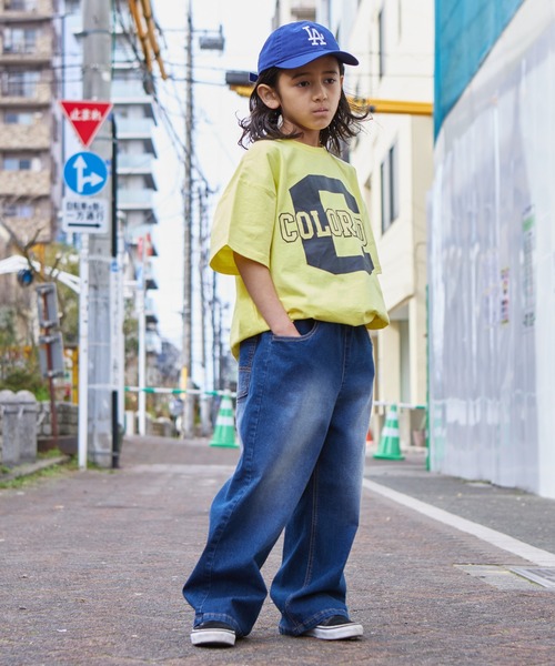 PAIRMANON STREET(ペアマノンストリート)の「【PAIRMANON STREET】ワイド ストレート バギー スプレーダイ デニム パンツ(デニムパンツ・キッズ・インディゴブルー/イエロー/パープル/ブルー/ブラック・140/130/150/160/110/90/100/120)」の18枚目の写真