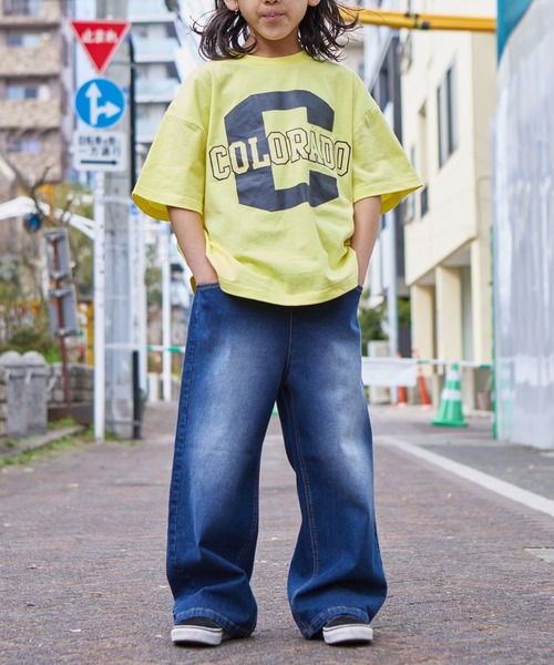 PAIRMANON STREET(ペアマノンストリート)の「【PAIRMANON STREET】ワイド ストレート バギー スプレーダイ デニム パンツ(デニムパンツ・キッズ・インディゴブルー/イエロー/パープル/ブルー/ブラック・140/130/150/160/110/90/100/120)」の19枚目の写真