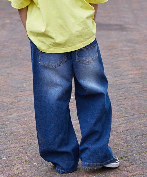 PAIRMANON STREET(ペアマノンストリート)の「【PAIRMANON STREET】ワイド ストレート バギー スプレーダイ デニム パンツ(デニムパンツ・キッズ・インディゴブルー/イエロー/パープル/ブルー/ブラック・140/130/150/160/110/90/100/120)」の20枚目の写真