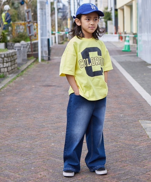 PAIRMANON STREET(ペアマノンストリート)の「【PAIRMANON STREET】ワイド ストレート バギー スプレーダイ デニム パンツ(デニムパンツ・キッズ・インディゴブルー/イエロー/パープル/ブルー/ブラック・140/130/150/160/110/90/100/120)」の21枚目の写真