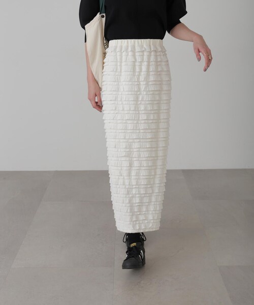 FREE'S MART(フリーズマート)の「カットフリルティアードナロースカート(スカート・レディース・ブラック/ホワイト・MEDIUM/SMALL)」の9枚目の写真