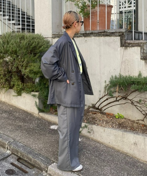 CIAOPANIC TYPY（チャオパニックティピー）の「【ユニセックス】ルーズシルエットダブルテーラードジャケット（テーラードジャケット・メンズ・ブラック/グレー・MEDIUM/LARGE）」の20枚目の写真