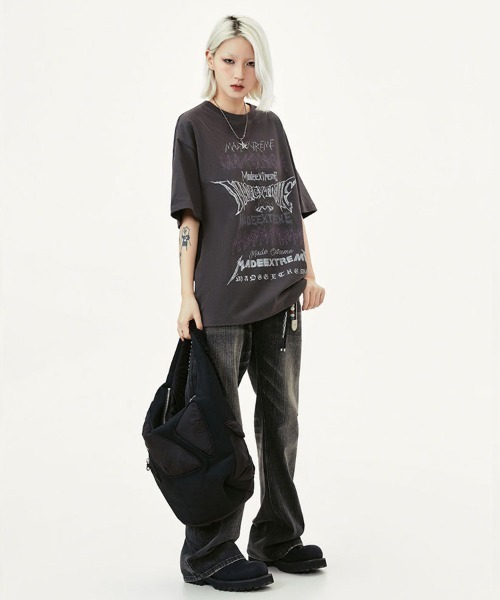 Ressaca(レサーカ)の「オーバーサイズ ロック風マルチロゴプリントTシャツ(Tシャツ/カットソー・メンズ・チャコールグレー/ブラック/ホワイト・M/L/XL/XXL)」の16枚目の写真