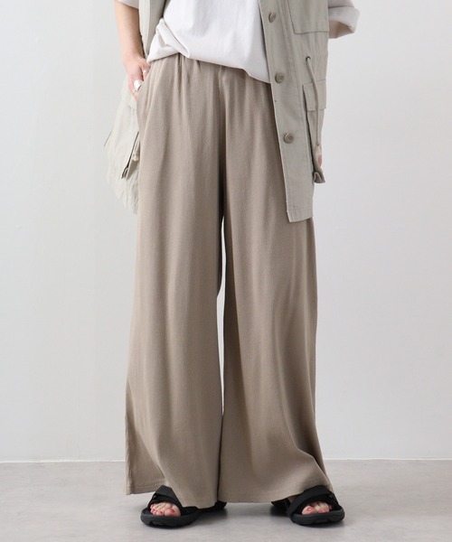 atONE(アットワン)の「atONE 紐付きゆったりカットワイドパンツ(その他パンツ・レディース・ブラック/グレイッシュベージュ/キャメル・L/LL/3L/4L/M)」の2枚目の写真