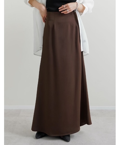 Re:EDIT（リエディ）の「[オケージョン セレモニー][低身長サイズ有]無地orドット柄サテンナロースカート（スカート・レディース・モカ/グレー/ブラック/アイボリー/ブラウン/ブラック系その他/ホワイト系その他・SHORT/MEDIUM/LARGE）」の6枚目の写真