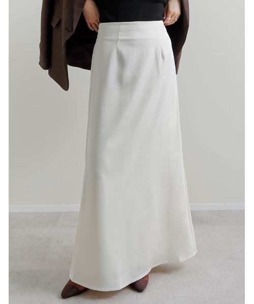 Re:EDIT（リエディ）の「[オケージョン セレモニー][低身長サイズ有]無地orドット柄サテンナロースカート（スカート・レディース・モカ/グレー/ブラック/アイボリー/ブラウン/ブラック系その他/ホワイト系その他・SHORT/MEDIUM/LARGE）」の2枚目の写真