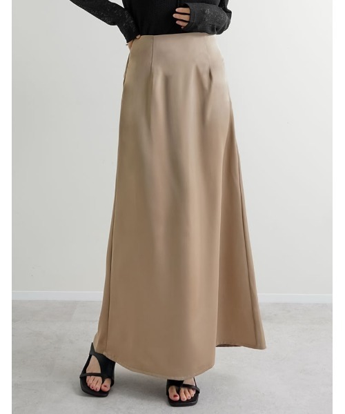 Re:EDIT（リエディ）の「[オケージョン セレモニー][低身長サイズ有]無地orドット柄サテンナロースカート（スカート・レディース・モカ/グレー/ブラック/アイボリー/ブラウン/ブラック系その他/ホワイト系その他・SHORT/MEDIUM/LARGE）」の7枚目の写真