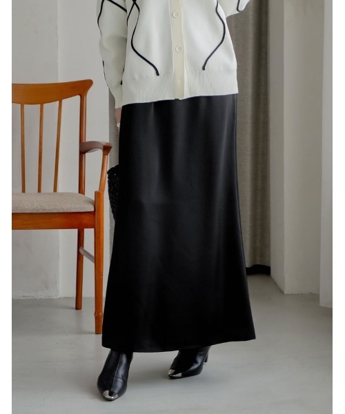 Re:EDIT（リエディ）の「[オケージョン セレモニー][低身長サイズ有]無地orドット柄サテンナロースカート（スカート・レディース・モカ/グレー/ブラック/アイボリー/ブラウン/ブラック系その他/ホワイト系その他・SHORT/MEDIUM/LARGE）」の19枚目の写真