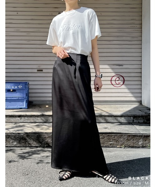 Re:EDIT（リエディ）の「[オケージョン セレモニー][低身長サイズ有]無地orドット柄サテンナロースカート（スカート・レディース・モカ/グレー/ブラック/アイボリー/ブラウン/ブラック系その他/ホワイト系その他・SHORT/MEDIUM/LARGE）」の17枚目の写真