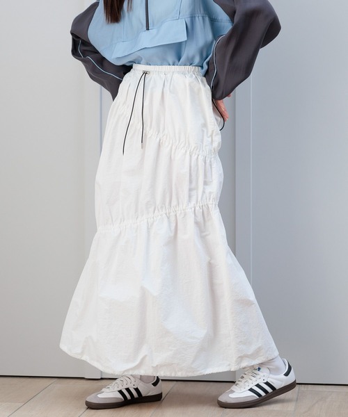 RAGEBLUE（レイジブルー）の「ナイロンシャーリングスカート（スカート・レディース・ダークグレー/ホワイト/オリーブ・FREE）」の20枚目の写真