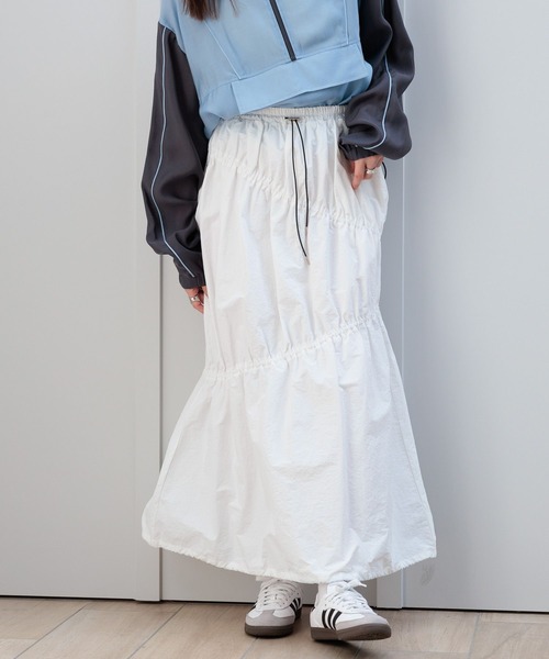 RAGEBLUE（レイジブルー）の「ナイロンシャーリングスカート（スカート・レディース・ダークグレー/ホワイト/オリーブ・FREE）」の22枚目の写真