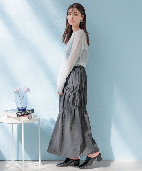 RAGEBLUE（レイジブルー）の「ナイロンシャーリングスカート（スカート・レディース・ダークグレー/ホワイト/オリーブ・FREE）」の7枚目の写真