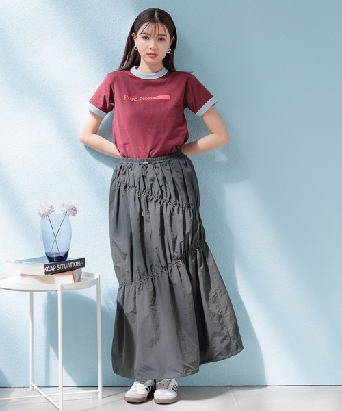 RAGEBLUE（レイジブルー）の「ナイロンシャーリングスカート（スカート・レディース・ダークグレー/ホワイト/オリーブ・FREE）」の10枚目の写真