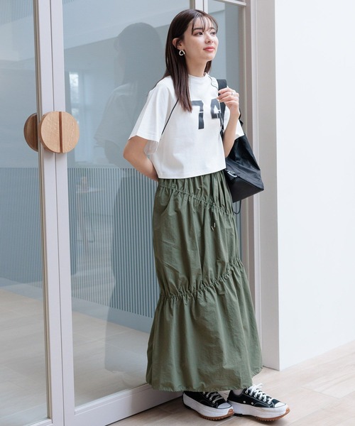 RAGEBLUE（レイジブルー）の「ナイロンシャーリングスカート（スカート・レディース・ダークグレー/ホワイト/オリーブ・FREE）」の11枚目の写真