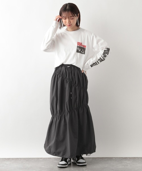 RAGEBLUE（レイジブルー）の「ナイロンシャーリングスカート（スカート・レディース・ダークグレー/ホワイト/オリーブ・FREE）」の17枚目の写真