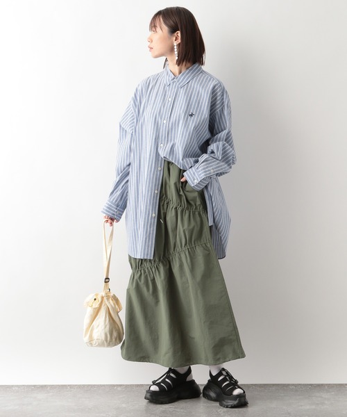 RAGEBLUE（レイジブルー）の「ナイロンシャーリングスカート（スカート・レディース・ダークグレー/ホワイト/オリーブ・FREE）」の19枚目の写真