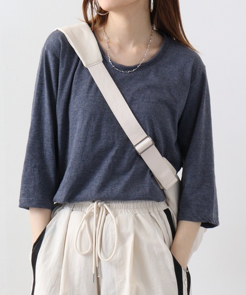 FUNALIVE(ファンアライブ)の「Twin roll neck 3/4 length T-shirt / ツインロールネック7分丈Tシャツ unisex(Tシャツ/カットソー・レディース・カーキ/ピンク/ネイビー/ブラウン/レッド/ブラック/ホワイト/アッシュグレー/エメラルド/杢グレー/ロイヤルブルー/チャコール/ネイビー系/ワイン・S)」の11枚目の写真