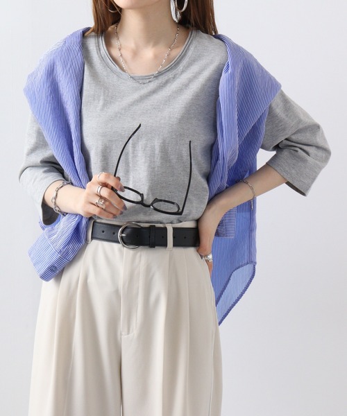 FUNALIVE(ファンアライブ)の「Twin roll neck 3/4 length T-shirt / ツインロールネック7分丈Tシャツ unisex(Tシャツ/カットソー・レディース・カーキ/ピンク/ネイビー/ブラウン/レッド/ブラック/ホワイト/アッシュグレー/エメラルド/杢グレー/ロイヤルブルー/チャコール/ネイビー系/ワイン・S)」の4枚目の写真