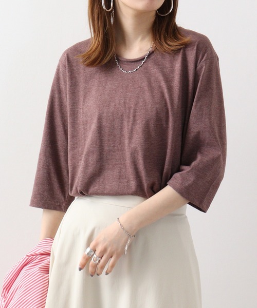 FUNALIVE(ファンアライブ)の「Twin roll neck 3/4 length T-shirt / ツインロールネック7分丈Tシャツ unisex(Tシャツ/カットソー・レディース・カーキ/ピンク/ネイビー/ブラウン/レッド/ブラック/ホワイト/アッシュグレー/エメラルド/杢グレー/ロイヤルブルー/チャコール/ネイビー系/ワイン・S)」の6枚目の写真