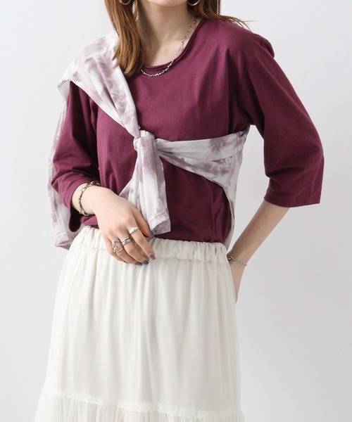 FUNALIVE(ファンアライブ)の「Twin roll neck 3/4 length T-shirt / ツインロールネック7分丈Tシャツ unisex(Tシャツ/カットソー・レディース・カーキ/ピンク/ネイビー/ブラウン/レッド/ブラック/ホワイト/アッシュグレー/エメラルド/杢グレー/ロイヤルブルー/チャコール/ネイビー系/ワイン・S)」の14枚目の写真