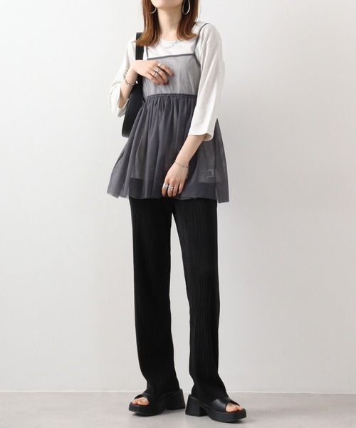 FUNALIVE(ファンアライブ)の「Twin roll neck 3/4 length T-shirt / ツインロールネック7分丈Tシャツ unisex(Tシャツ/カットソー・レディース・カーキ/ピンク/ネイビー/ブラウン/レッド/ブラック/ホワイト/アッシュグレー/エメラルド/杢グレー/ロイヤルブルー/チャコール/ネイビー系/ワイン・S)」の20枚目の写真