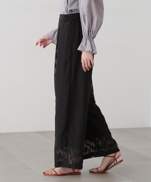 N.(N. Natural Beauty Basic)(エヌエヌナチュラルビューティーベーシック)の「◆シアージャガードイージーパンツ(スラックス・レディース・ブラック/オフホワイト・MEDIUM)」の14枚目の写真