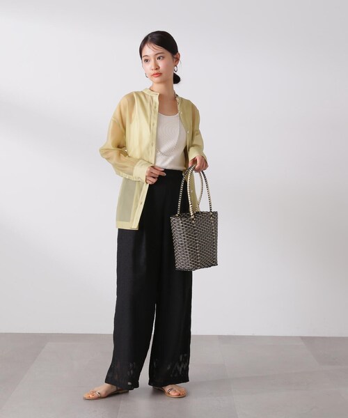 N.(N. Natural Beauty Basic)(エヌエヌナチュラルビューティーベーシック)の「◆シアージャガードイージーパンツ(スラックス・レディース・ブラック/オフホワイト・MEDIUM)」の19枚目の写真