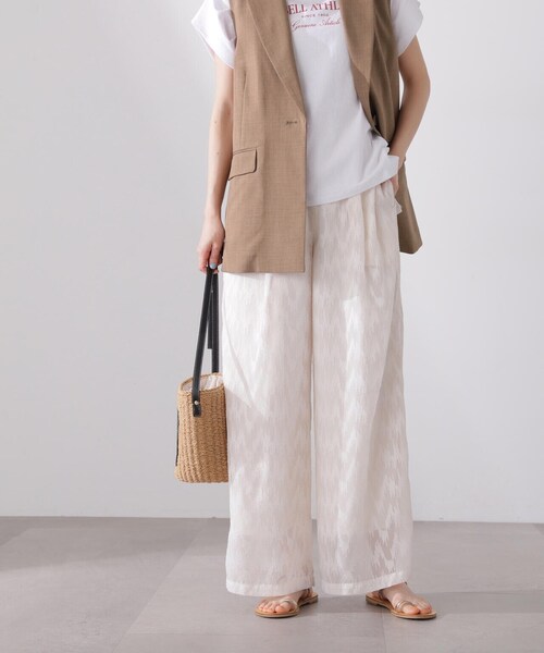 N.(N. Natural Beauty Basic)(エヌエヌナチュラルビューティーベーシック)の「◆シアージャガードイージーパンツ(スラックス・レディース・ブラック/オフホワイト・MEDIUM)」の12枚目の写真