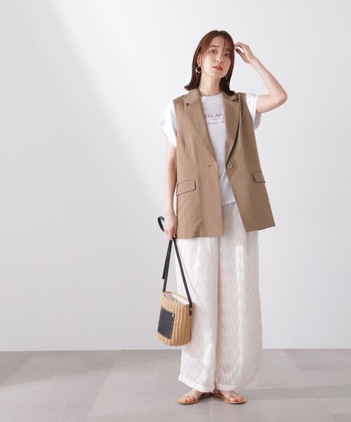 N.(N. Natural Beauty Basic)(エヌエヌナチュラルビューティーベーシック)の「◆シアージャガードイージーパンツ(スラックス・レディース・ブラック/オフホワイト・MEDIUM)」の10枚目の写真