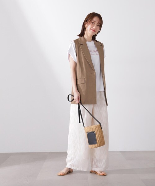 N.(N. Natural Beauty Basic)(エヌエヌナチュラルビューティーベーシック)の「◆シアージャガードイージーパンツ(スラックス・レディース・ブラック/オフホワイト・MEDIUM)」の11枚目の写真