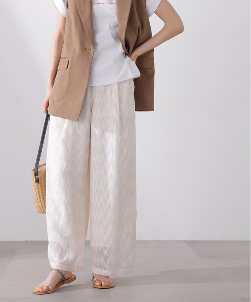 N.(N. Natural Beauty Basic)(エヌエヌナチュラルビューティーベーシック)の「◆シアージャガードイージーパンツ(スラックス・レディース・ブラック/オフホワイト・MEDIUM)」の2枚目の写真