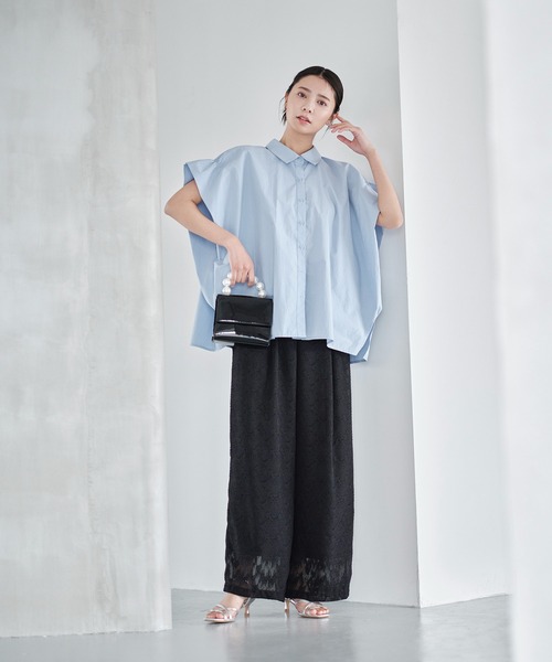 N.(N. Natural Beauty Basic)(エヌエヌナチュラルビューティーベーシック)の「◆シアージャガードイージーパンツ(スラックス・レディース・ブラック/オフホワイト・MEDIUM)」の1枚目の写真