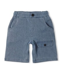 moujonjon（ムージョンジョン）の「フラップ付きデニムニット5分丈ハーフパンツ（デニムパンツ）」