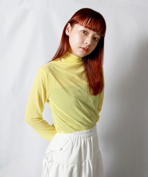 almo(アルモ)の「ハイネックレイヤードトップス(se)(Tシャツ/カットソー・レディース・サックスブルー/ブラック/イエロー/ピンク/グリーン/ホワイト/オレンジ・FREE)」の5枚目の写真
