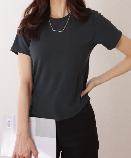 Lace Ladies(レースレディース)の「ラウンドネック パイピング コンパクト 半袖 Tシャツ(Tシャツ/カットソー・レディース・ベージュ/ホワイト/アイボリー/ブラック/グレー・S/M/XL)」の14枚目の写真