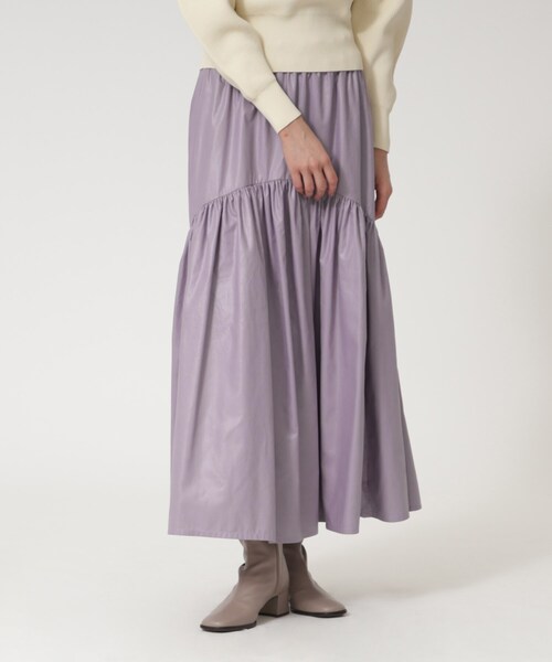 GALLEST（ギャレスト）の「◆ワックスティアードスカート（スカート・レディース・ブラック/カーキ/パープル・36/38/40）」の3枚目の写真