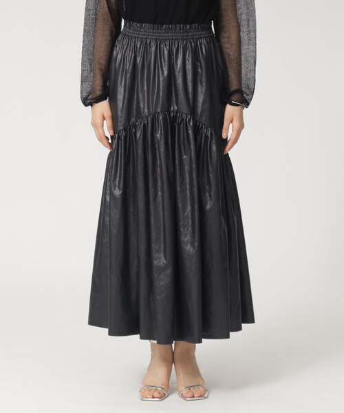 GALLEST（ギャレスト）の「◆ワックスティアードスカート（スカート・レディース・ブラック/カーキ/パープル・36/38/40）」の4枚目の写真