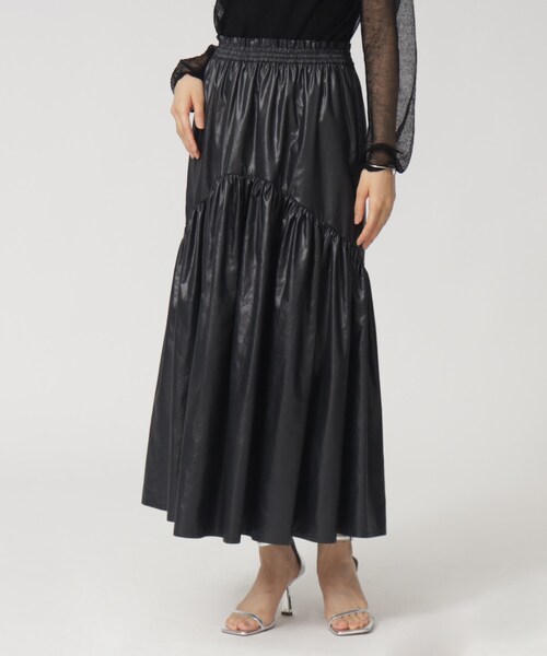 GALLEST（ギャレスト）の「◆ワックスティアードスカート（スカート・レディース・ブラック/カーキ/パープル・36/38/40）」の10枚目の写真